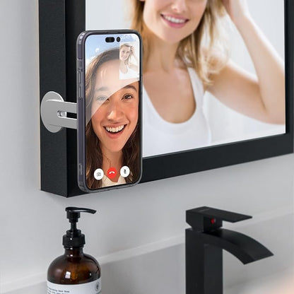 GALVANOX Magnetic Phone Holder, Fold-Away Swivel Stand Compatible with MagSafe for iPhone 12,13,14,15, 16 Pro Max | Bedroom Nightstand, Desk, Kitchen and More (Low Profile Sidemount/Under-Mount)