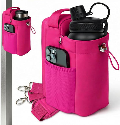 Magnetic Gym Bag Magnetic Gym Water Bottle Bag Water Bottle Holder With Magnet Pocket For Phone Keys Shaker Wallet Crossbody Workout Golf Cart Men Women Pink