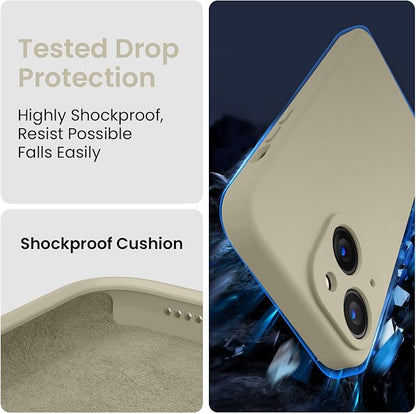 FireNova Designed for iPhone 15 Plus Case, Silicone [Camera Protection] Case, Soft Anti-Scratch Microfiber Lining Inside, 6.7 inch, Khaki