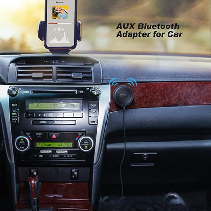Bluetooth Car Adapter, 3.5mm Aux Bluetooth Adapter for Car/Home Stereo/Speakers, Blue-Tooth Audio Receiver with Ground Loop Noise Isolator, Hands-Free Calls, Dual Connection, 3.5mm AUX Input