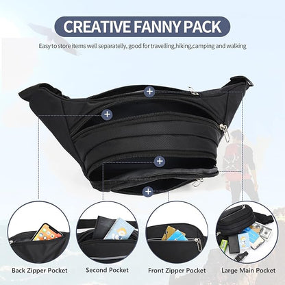 DAITET Crossbody Fanny Pack for Men&Women,Large Waist Bag & Hip Bum Bag with Adjustable Strap for Outdoors Workout Traveling Casual Running Hiking Cycling