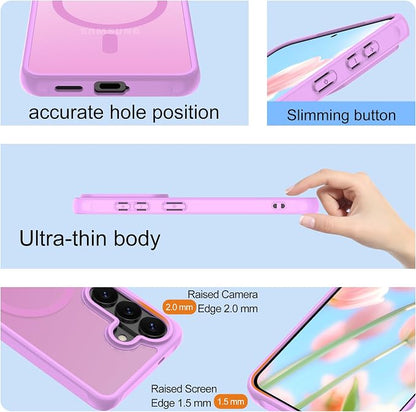 Pilaru Compatible for Samsung Galaxy S26 Phone Case: S26 Case [Mag-Safe Fit] with 2PC HD Screen Protector,Matte Translucent Soft-Touch Skin/Full Body Protection for Cell Phone S 26 Cover,Pink