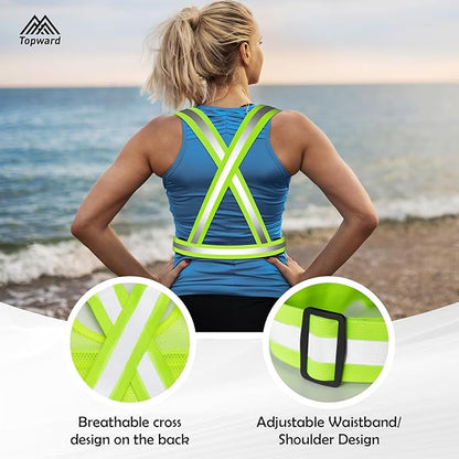 Topward Running Vest Chest Phone Holder for Women Men, Reflective Vest Safety Gear for Dog Walking Cycling - Adjustable Waist/Shoulder