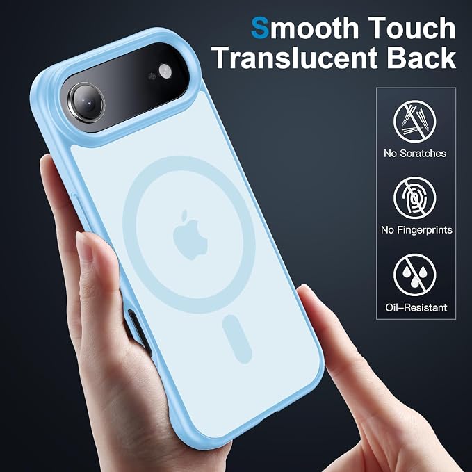Magnetic for iPhone Air case, with Camera Lens Protector [10Ft Military-Grade Protection] Compatible with fit MagSafe Slim case for iPhone 17 Air 6.5 inch, Light Blue