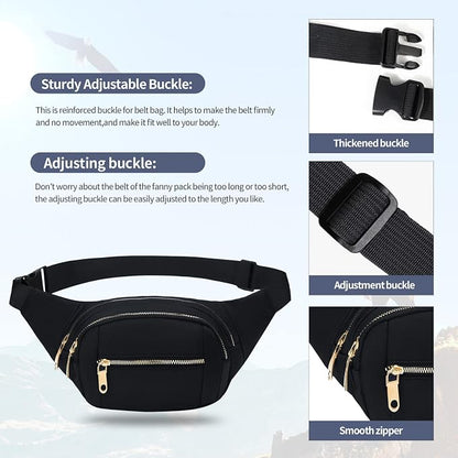 DAITET Crossbody Fanny Pack for Men&Women,Large Waist Bag & Hip Bum Bag with Adjustable Strap for Outdoors Workout Traveling Casual Running Hiking Cycling
