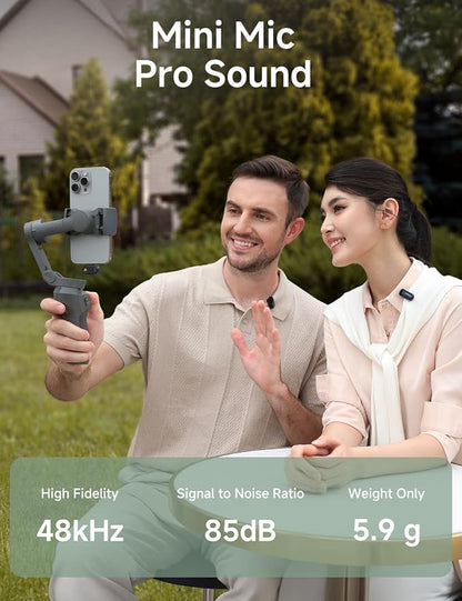 MAONO Wave T1 Mini Wireless Lavalier Microphone for iPhone Android Phone PC, AI Noise Cancellation, 328ft Range, Voice Filter, 30H Battery, Clip Lapel Mic for Video Record Vlogging Content Creator