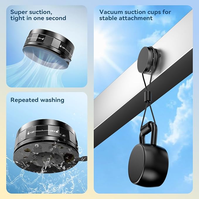 imluckies Magnetic Shower Mirror Phone Holder, Vacuum Suction Cup Phone Mount Compatible with Magsafe iPhone, Portable Mini Stand for TikTok/Selfies/Movies/Music/Gym/Bathroom/Kitchen, Black
