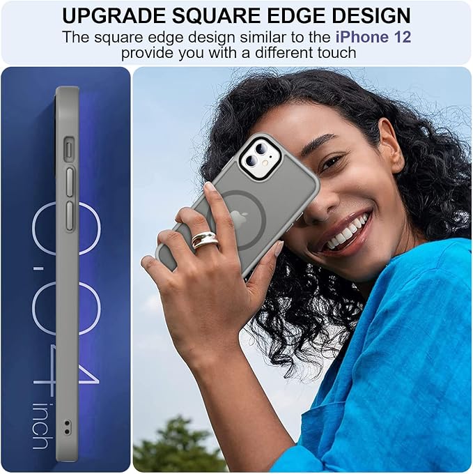 MOCCA Strong Magnetic for iPhone 11 Phone Case,[Compatible with Magsafe][Glass Screen Protector+Camera Lens Protector] Slim Thin Shockproof Cover Case for iPhone 11 6.1 inch, Titanium Gray