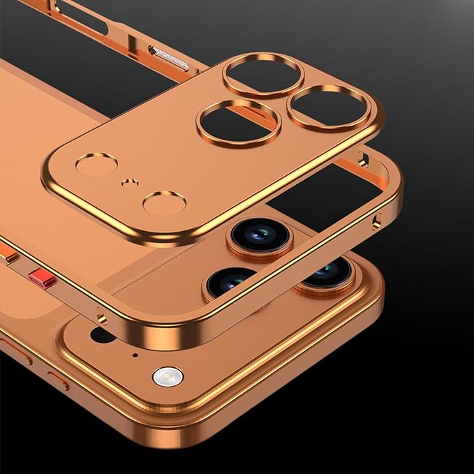Thin Metal Frame Heat Dissipation Case with Lens Protector Slim Hard Titanium Shockproof for iPhone 17/16/15/14 /13 (Black,for iPhone16 Plus)