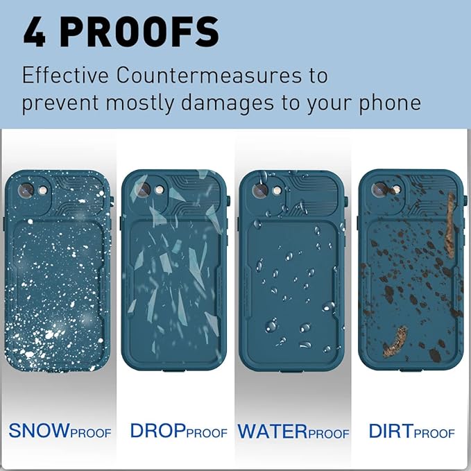 AICase iPhone SE 2020/2022/iPhone 7/8 Waterproof Case, 4.7" 360 Dustproof and Shockproof, IP68 Full Body Protection Fully Sealed Underwater Protective Cove for iPhone 7/8/SE 2020/SE 2022 Green