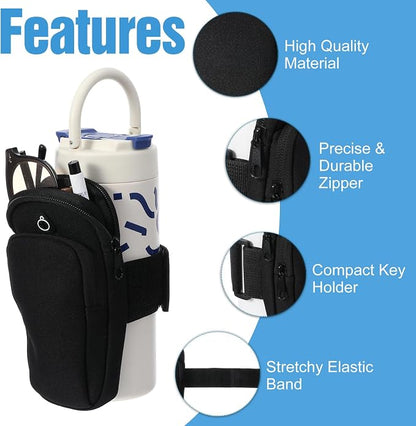 Phone Holder for Running Armband, Water Bottle Phone Holder for Gym, Adjustable Gym Water Bottle Bag with Phones Holders, Black