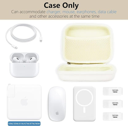 Charger Case for Macbook, Portable Tech Electronic Organizer Bag, Small Travel Storage Pouch for Laptop Accessories, MacBook Power Adapter, Charging Cords, USB Drives, Power Bank (White, L)