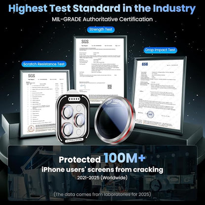 Uyiton for iPhone 13 Pro Max/13 Pro Camera Lens Protector - [2025 Design] Military-Grade Tempered Glass Metal Camera Cover, Outdoor/Travel/Daily Use, Silver+Red