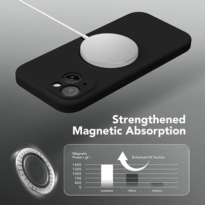 Magnetic for iPhone 14 Case, Compatible with MagSafe, [Full Camera Protection][Screen Protector] Silicone Shockproof Protective Phone Case for iPhone 14 6.1 inch, Black
