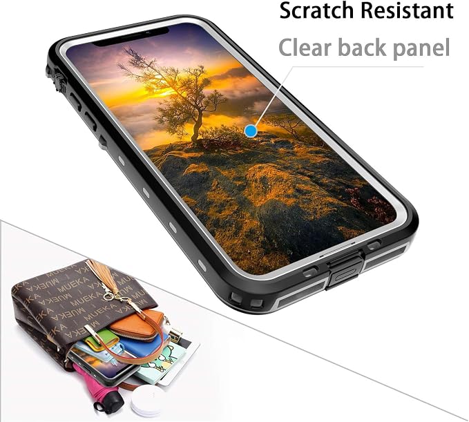Waterproof Phone Case Compatible with iPhone 11 Pro Max, IP68 Waterproof Shockproof Dust-Proof Phone Case with Built in Screen Protector, Full Body Protective Case (Black, iPhone 11 Pro Max)