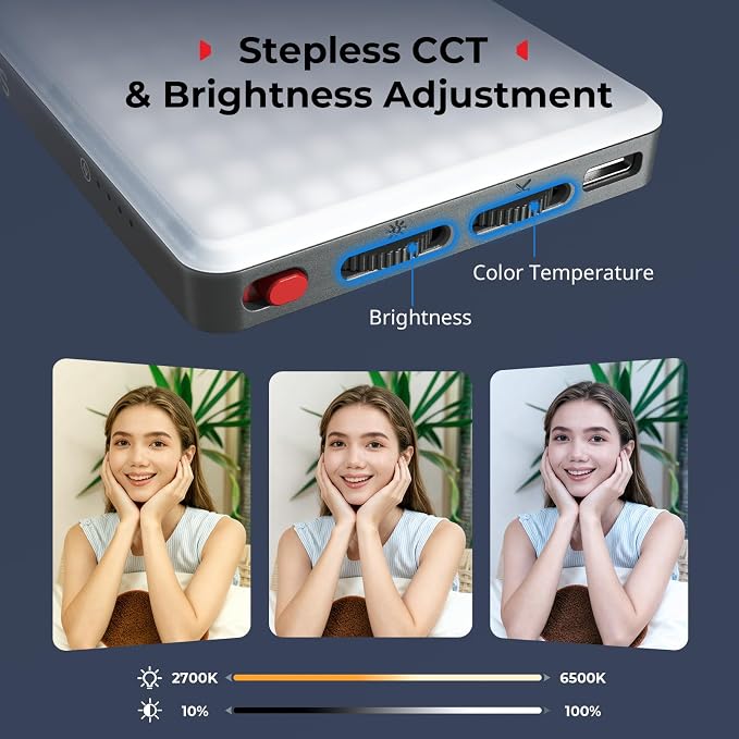 SmallRig M3 Magnetic Selfie Phone Light with Clip, 120 LEDs 2000mAh Rechargeable, 2700K-6500K, Portable Content Creators Light for Video Recording, for iPhone/Laptop/Camera/Webcam (Ink Blue) - 5505