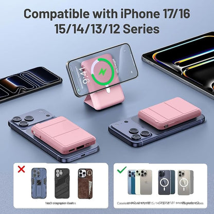 Azmuth for MagSafe Portable Charger, 10000mAh Magnetic Power Bank with 20W PD USB-C Fast Charging LED Display for MagSafe Battery Pack, Magnetic Travel Charger for iPhone 17/16/15/14/13/12 Series