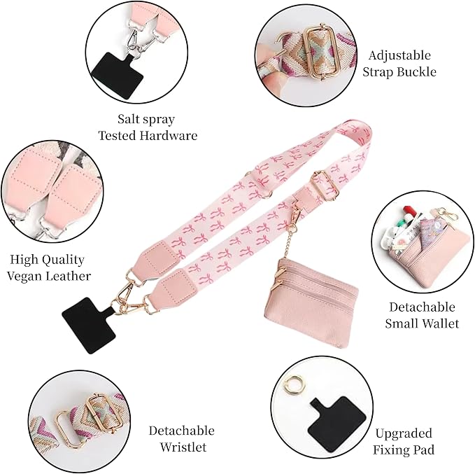 Crossbody Body Phone Holder for Women, New Phone Strap with Zippered Pouch, Adjustable Crossbody Strap