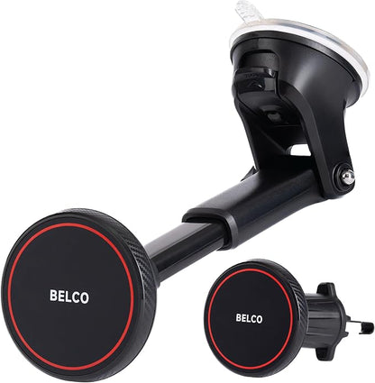 Magnetic Phone Holder for Car – Suction Cup Phone Mount with Adjustable Rotating Arm and Lock Mechanism for Dashboard, Windshield, Air Vent – Compatible with iPhone and Android