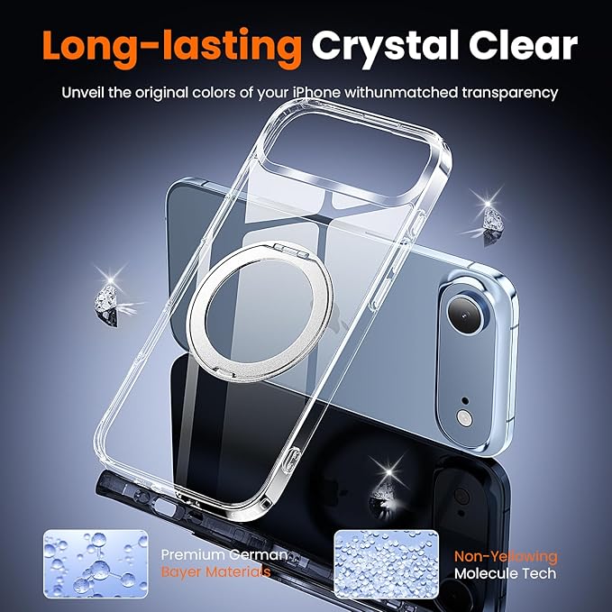 3 in 1 for iPhone Air Case Stand |Build in Kickstand,Screen Protector *1 & Camera Lens Protector*1, Not Yellowing, Fits MagSafe, Military-Grade Protection