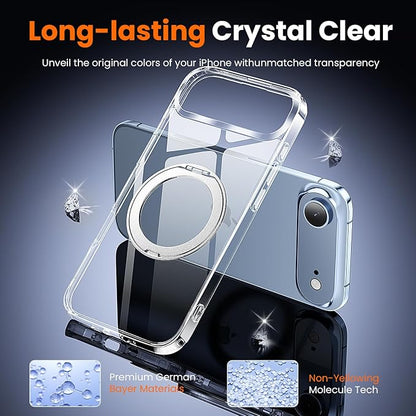3 in 1 for iPhone Air Case Stand |Build in Kickstand,Screen Protector *1 & Camera Lens Protector*1, Not Yellowing, Fits MagSafe, Military-Grade Protection