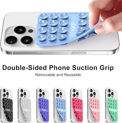 KKP Classic MAX - Silicone Suction Phone Case Adhesive Mount - Hands-Free, Strong Grip Holder for Selfies and Videos - iPhone and Android Compatible - 2.6″ x 3.9″