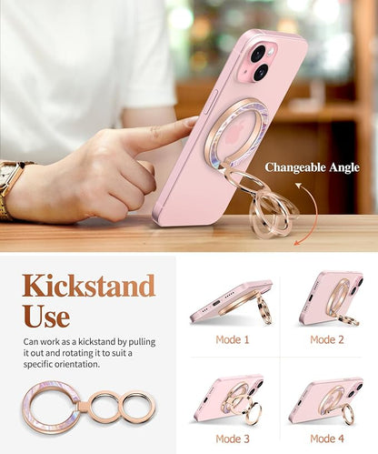 GVIEWIN Magnetic Phone Ring Holder, Compatible with MagSafe Phone Grip with Adjustable Stand, Magnet Phone Ring Kickstand for iPhone 17/16/15/14/13/12 Pro Max Plus Air/Other Phones (Flowing Sakura)