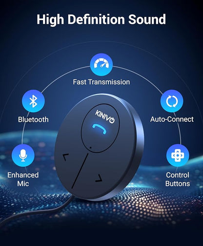 Kinivo BTC480 Aux Car Adapter (Bluetooth Car Kit with 3.5mm Port, Dual Phone Connection, Magnetic Mount, Dual-Port USB Charger, BT Wireless Reciever) Plug & Play for Hands-Free Calls, Stereo Audio