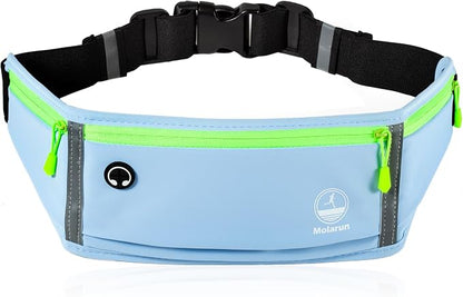 Slim Running Belt Fanny Packs for Men Women, Blue Running Fanny Pack Waist Pack Phone Holder for Running Hiking Workout