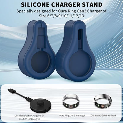 Silicone Charger Protector Cover for Oura Ring Gen3 Charger, Stand Case Compatible with Oura Ring Charger Size 6/7/8/9/10/11/12/13, Cover Case for Oura Ring Gen3 Charger Charger (Deep Blue)