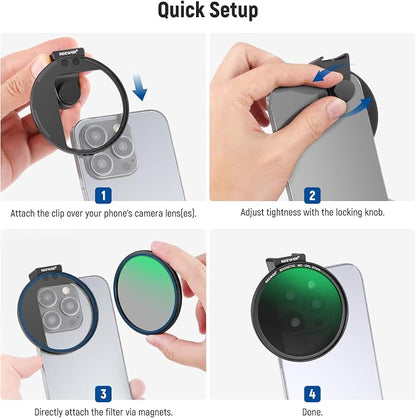 NEEWER 67mm Magnetic CPL Filter, Circular Polarizing Filter with Cold Shoe Phone Camera Lens Clip, Photography Accessories Compatible with iPhone 17 16 Android Samsung Galaxy S25 Ultra