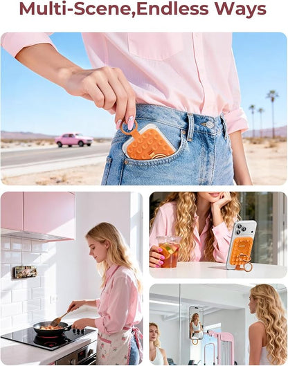 Syncwire Magnetic Suction Phone Mount for MagSafe, Silicone Octo Cup Buddy Sticky Grip Ring Holder, Hands-Free/Selfie/Video for TikTok & Instagram Influencer/Creator, iPhone Compatible,Orange