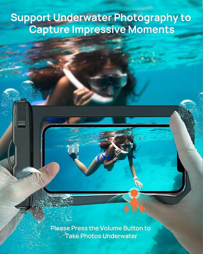 Waterproof Phone Pouch IP68 Floating Waterproof Phone Case, Dry Bag Beach Cruise Essentials with Adjustable Lanyard for iPhone 16 Pro Max / 15 Pro/Galaxy S24 S23 (Black & Clear & Blue & Pink)