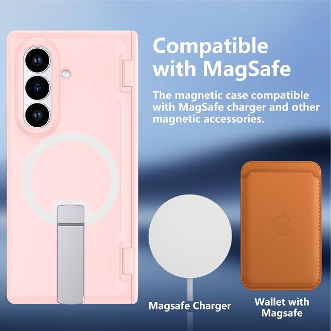 For Samsung Galaxy Z Fold 8 Ultra Case with Kickstand & Screen Protector | MagSafe-Compatible,Military Grade Drop Tested Non-Slip Slim Shockproof Case for Samsung Galaxy Z Fold 8 Ultra-Sakura Pink
