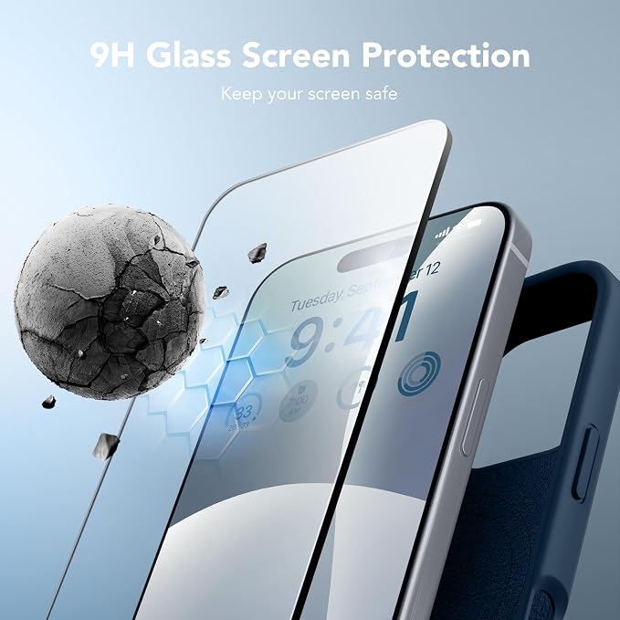 GONEZ Magnetic for iPhone 16 Pro Case, Compatible with MagSafe, [Screen Protector + Camera Lens Protector], Silicone Shockproof Anti-Scratch Protective Phone Case 6.3 inch, Dark Blue