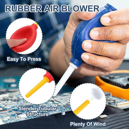 PATIKIL Soft Tip Air Blower Dust Blaster, 3 Pcs Rubber Bulb Air Pump Dust Blower Cleaner Cameras Lens Cleaning Tool with Long Nozzle for Camera Lens Computer Keyboard, Red/Yellow