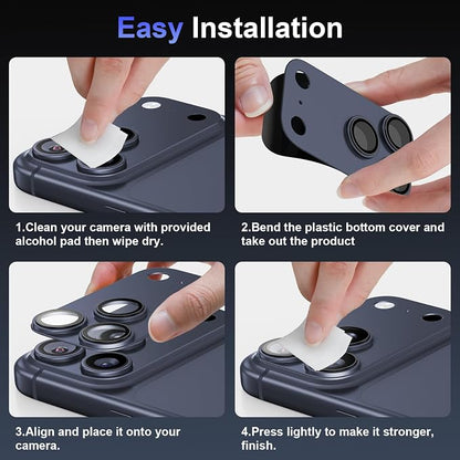 Camera Lens Protector for iPhone 17 pro max, [2026 Upgraded] Aluminum Alloy Frame with Sapphire AR+AF Glass, Military Grade, Anti-Scratch, Case Friendly, Deep Blue