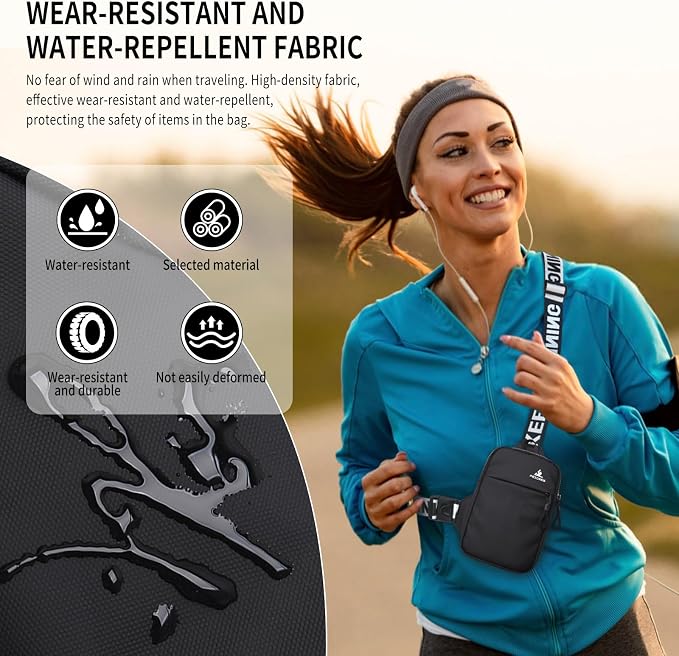 Peicees Mini Crossbody Sling Bag Chest Bag Dual Pocket Water Resistant Fanny Pack Running Phone Holder for Men Women Workout Travel, Rose