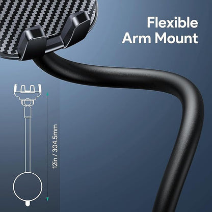 Car Phone Holder - Flexible Gooseneck Long Arm Phone Mount for Windshield with Washable Strong Suction Cup for All iPhone Android Smartphone