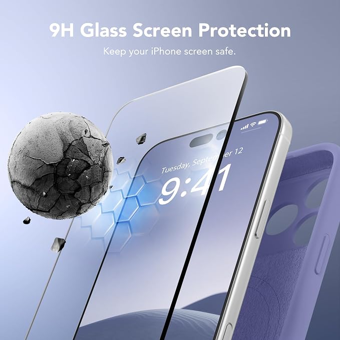 Magnetic for iPhone 17 Pro Case, Compatible with MagSafe, [Full Camera Protection][Screen Protector] Silicone Shockproof Protective Phone Case for iPhone 17 Pro 6.3", Lavender Gray