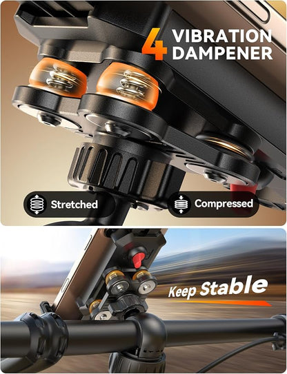 JOYROOM Anti-Shake Bike Phone Holder - 2026 Dual Vibration Dampener, Ultra Stable Motorcycle Phone Mount for iPhone & Android 4.7-7”, Handlebar Mount for Bicycle/Motorbike/Scooter, for GPS Navigation