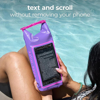 Case-Mate Purple Paradise Mini IP68 Waterproof Bucket Bag - Roll Top Dry Bag 2L Cap with Waterproof Pouch for Swimming Kayaking Boating Travel and More - For Phones Up to 7"
