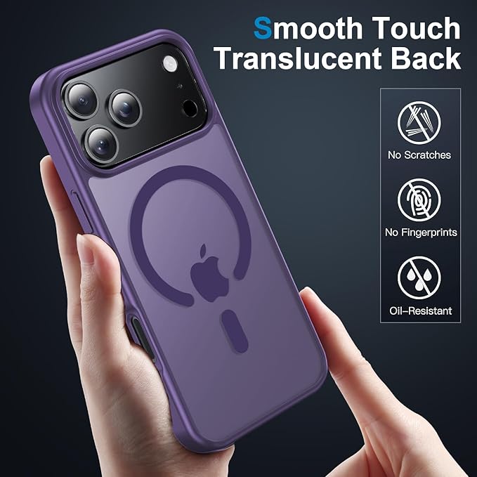 Strong Magnetic for iPhone 17 Pro Case with Camera Lens Protector [ Military-Grade Protection] Compatible with MagSafe Shockproof Slim Thin Cover case for iPhone 17 Pro 6.3 inch, Deep Purple