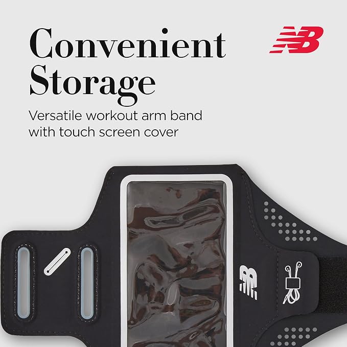 New Balance Cell Phone Armband, Cell Phone Holder for Running, Black, One Size
