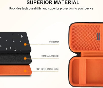 Elonbo Carrying Case for Apple MagSafe Charger Battery Pack, Hard Travel Organize Bag for Mag Safe Magnetic Power Bank for iPhone 13/13 Pro, Extra Mesh Pocket Fits Power Adapter, Black+Orange