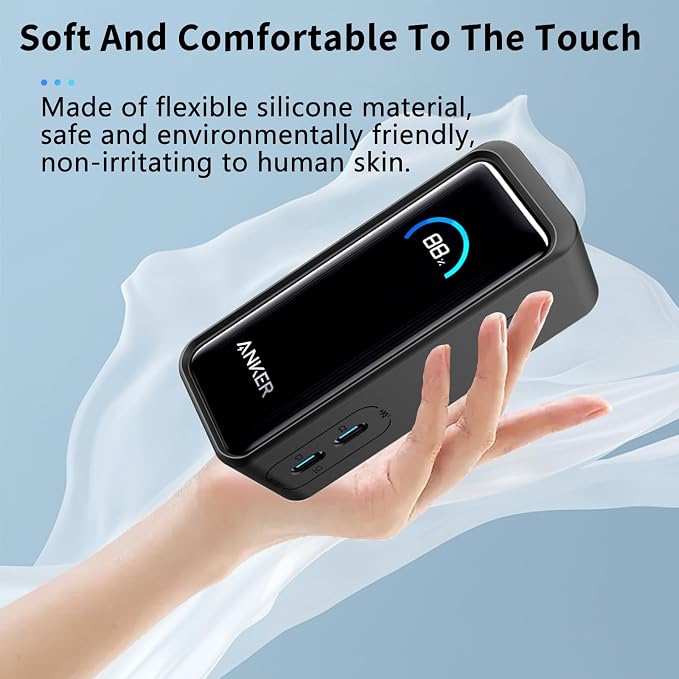 NOUKAJU Case for Anker Prime Power Bank 9600mAh 65W Output, Silicone Protective Cover,Drop-Proof,Scratch-Proof,Shock-Proof,Protective Case for Anker Prime Power Bank 9600mAh(Black)