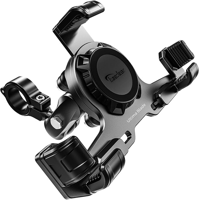 Kaedear Motorcycle Phone Mount, Aluminum, Premium Phone Holder, Anti-Vibrations, Quick Release Button, Durable, Anti-Theft Mount, Ultima Blade KDR-M27PC-BK (Black)