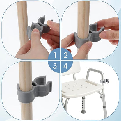 3 Pcs Silicone Shower Head Holder, Universal Shower Hose Holder for Chair, Showerhead Holders for Elderly Disabled Users, Bath Tub Hose Attachment Handicap Showers Accessories(Gray)