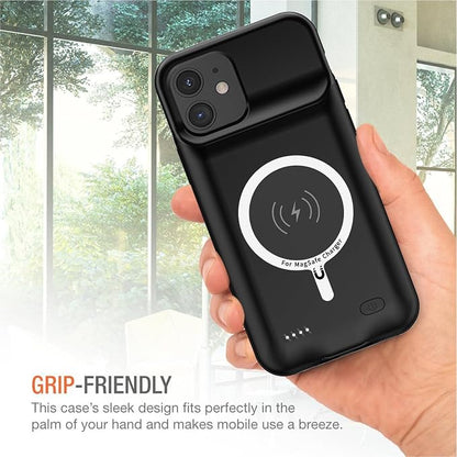 Wireless Charging Case for iPhone 11, 10000mAh High Capacity Portable Rechargeable Protective Battery Case Wireless Charging Compatible with iPhone 11 (6.1 inch) Extended Battery Charger Case (Black)