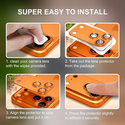 beuxece Compatible for iPhone 17 Pro Max Camera Lens Protector, Matte Metal Tempered Glass Rear Camera Screen Cover Accessories [Military Grade Shatterproof] [Strong Adsorption] - Orange
